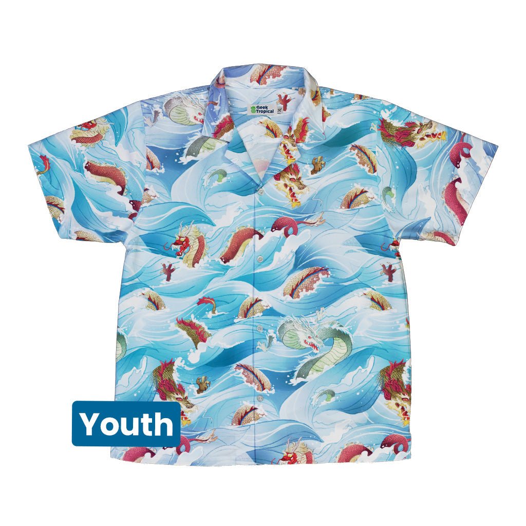 Serpent of the Sea Anime Youth Hawaiian Shirt - Anime - Design by Claire Murphy - Fantasy Prints