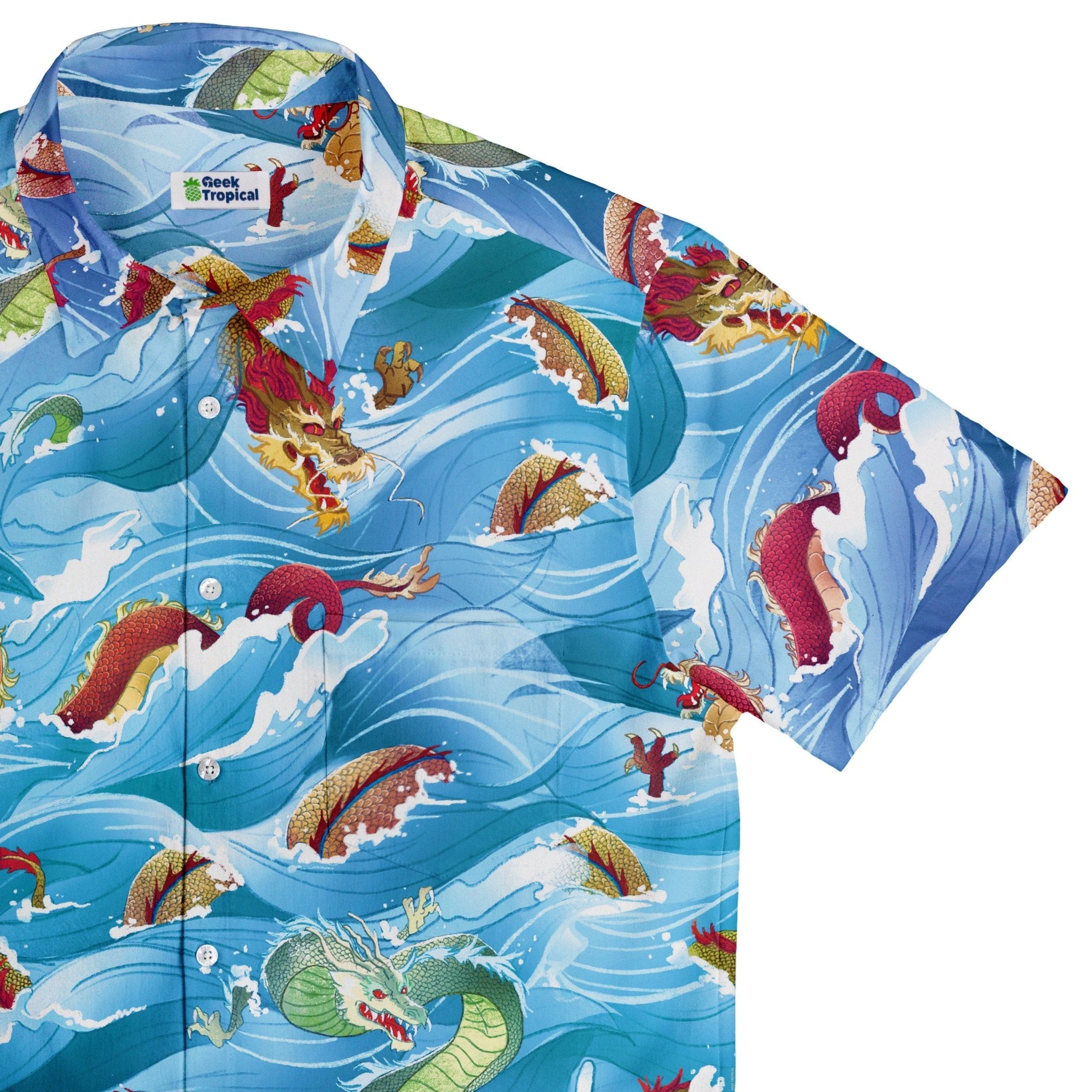 Serpent of the Sea Anime Button Up Shirt - adult sizing - Anime - Design by Claire Murphy