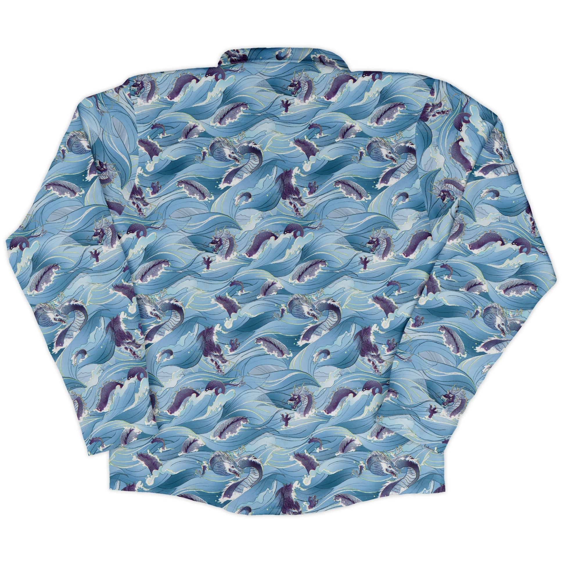 Serpent of the Sea Blue Anime Long Sleeve Button Up Shirt