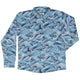 Serpent of the Sea Blue Anime Long Sleeve Button Up Shirt Geek Nerd adult sizing Anime Design by Claire Murphy