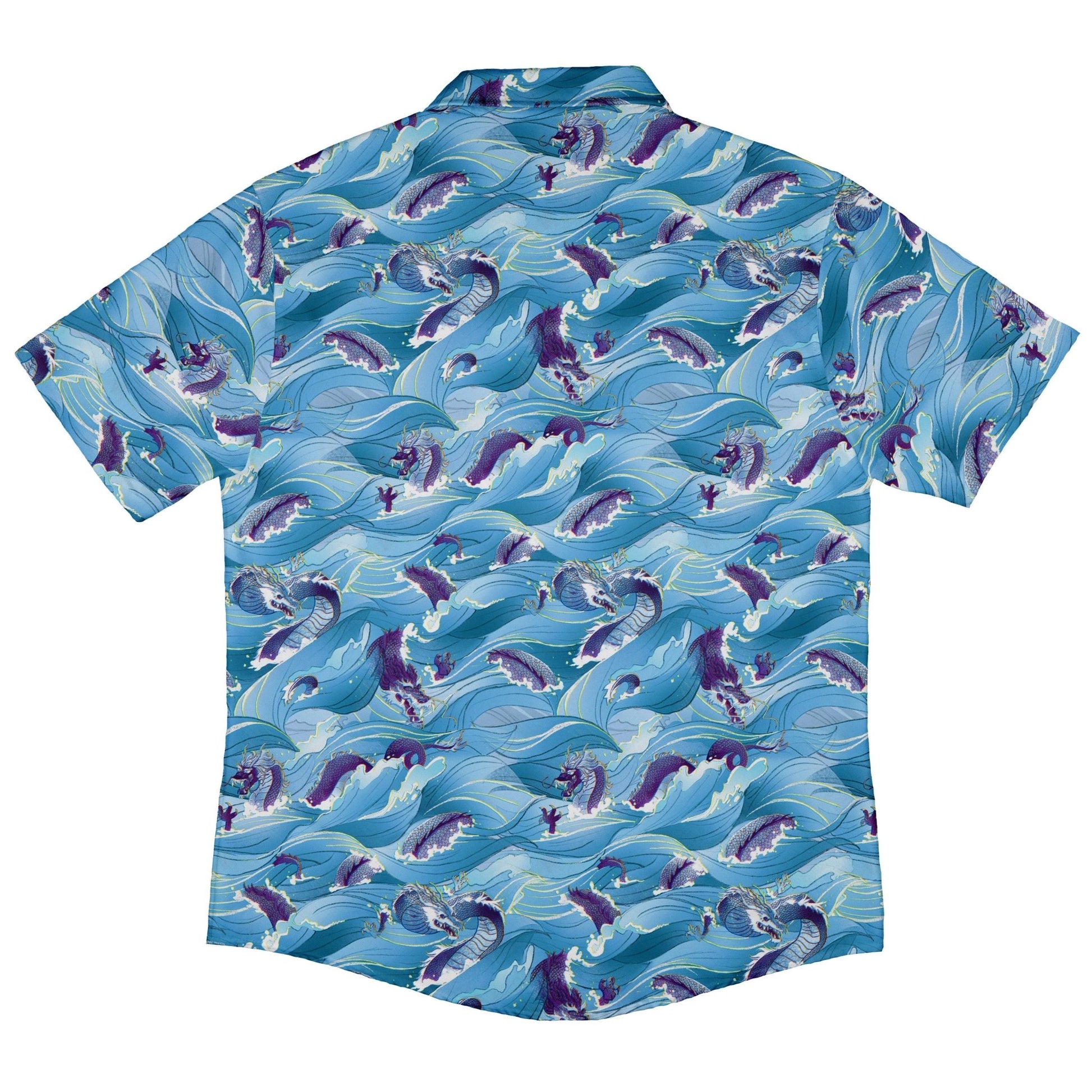 Serpent of the Sea Blue Anime Button Up Shirt - adult sizing - Anime - Design by Claire Murphy