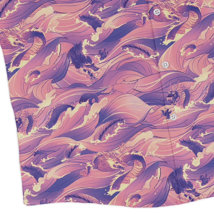 Serpent of the Sea Pink Anime Long Sleeve Button Up Shirt Geek Nerd adult sizing Anime Design by Claire Murphy