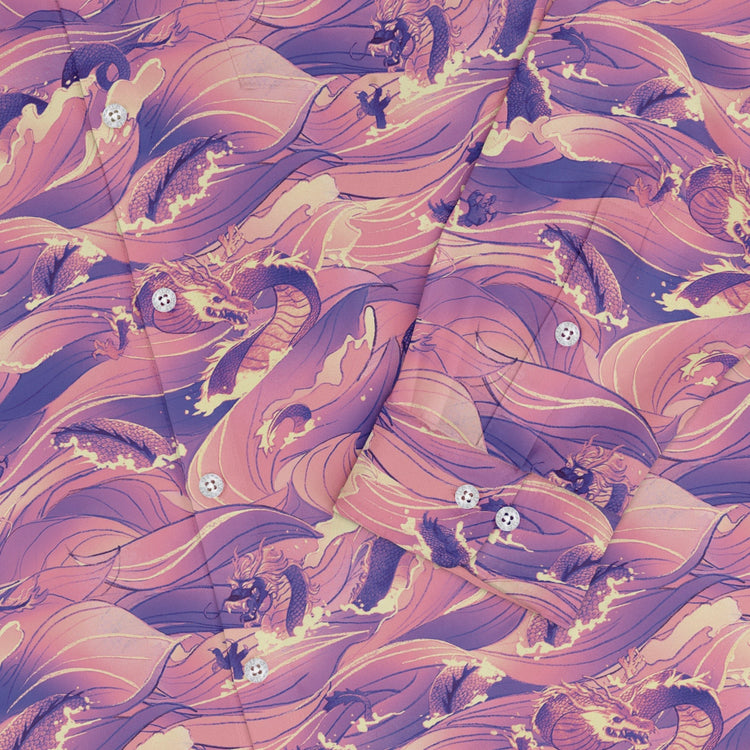 Serpent of the Sea Pink Anime Long Sleeve Button Up Shirt Geek Nerd adult sizing Anime Design by Claire Murphy