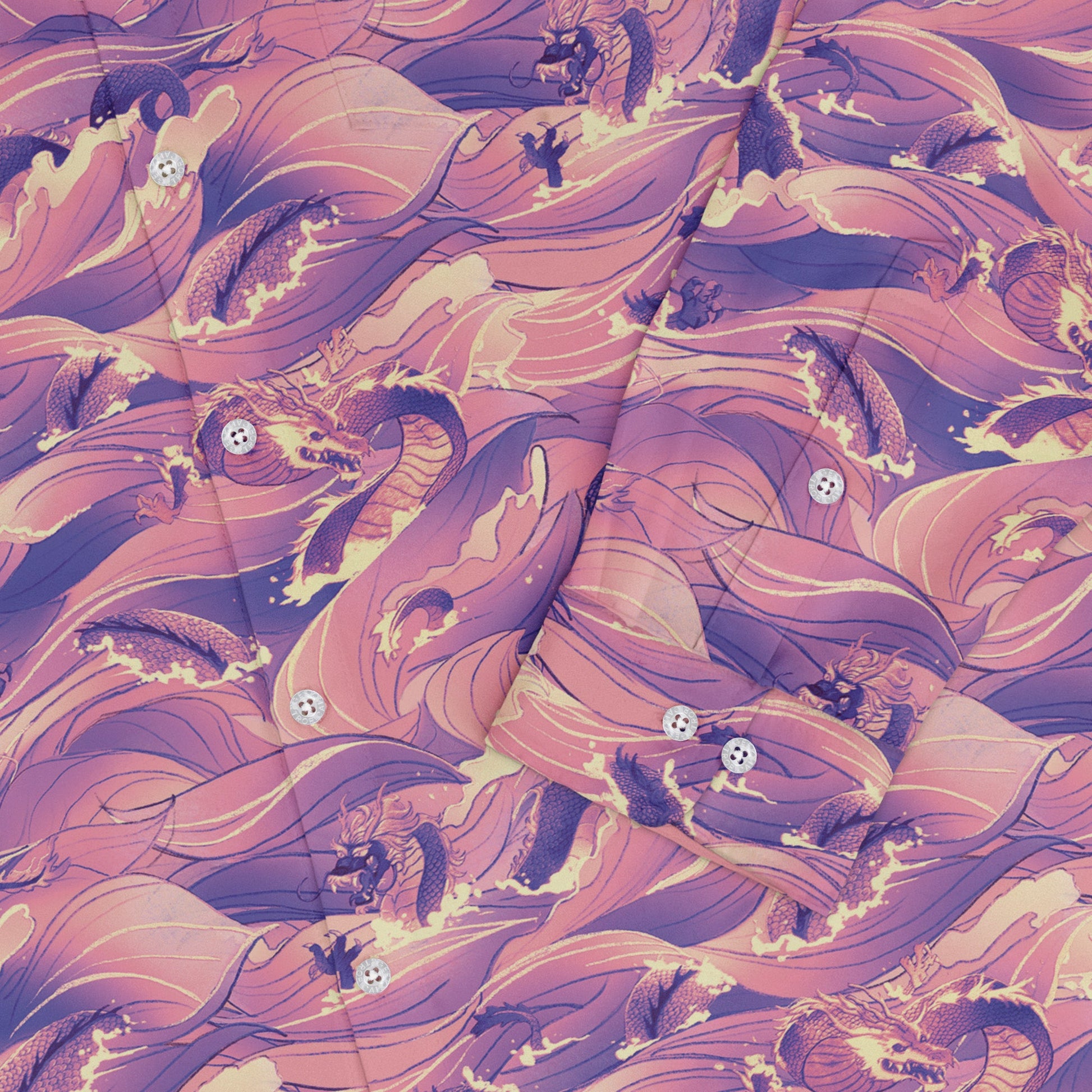Serpent of the Sea Pink Anime Long Sleeve Button Up Shirt