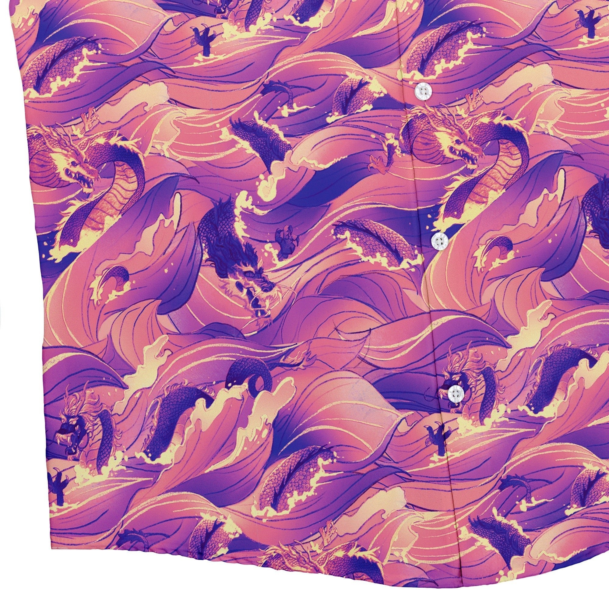 Serpent of the Sea Pink Anime Button Up Shirt - adult sizing - Anime - Design by Claire Murphy