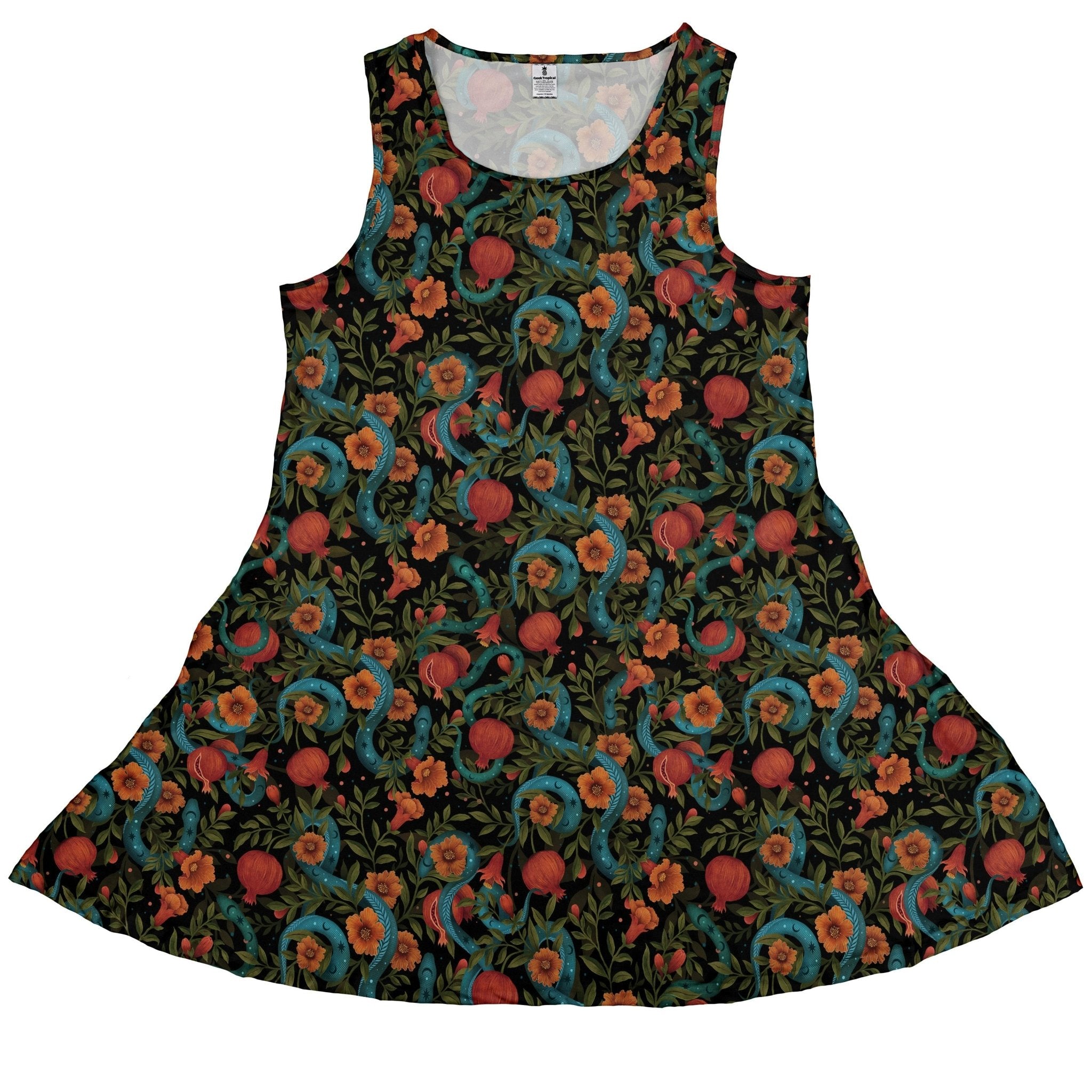 Serpentine Blossom Dress Geek Nerd 0925 Animal Patterns Botany Print