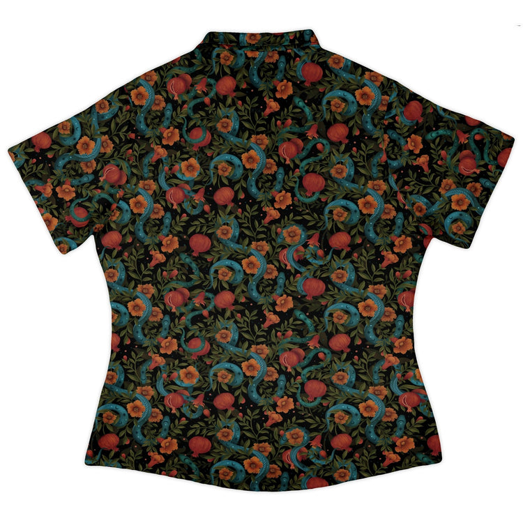 Serpentine Blossom Curvy Button Up Shirt Geek Nerd 0925 All Adult Button Up Shirts Animal Patterns