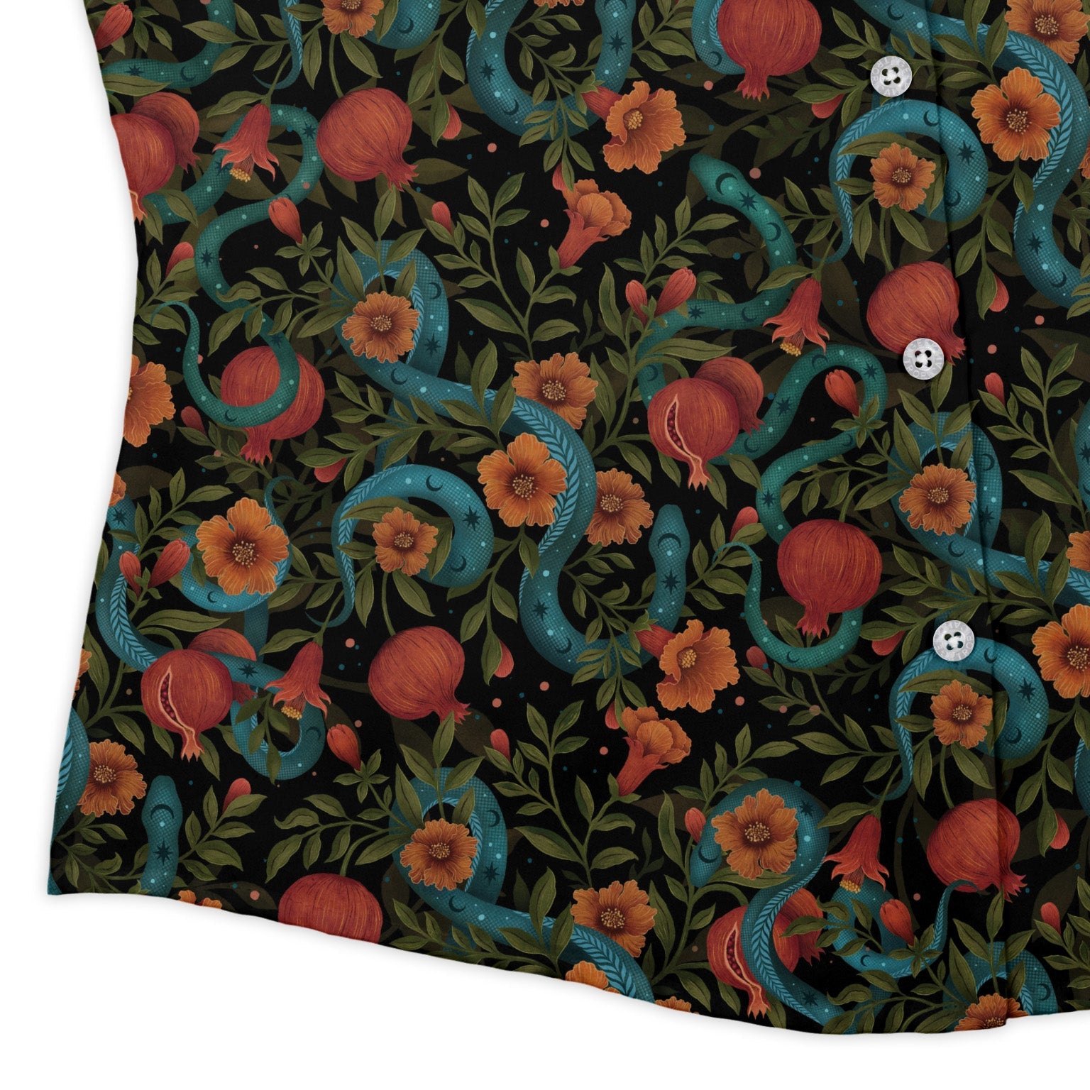 Serpentine Blossom Curvy Button Up Shirt Geek Nerd 0925 All Adult Button Up Shirts Animal Patterns