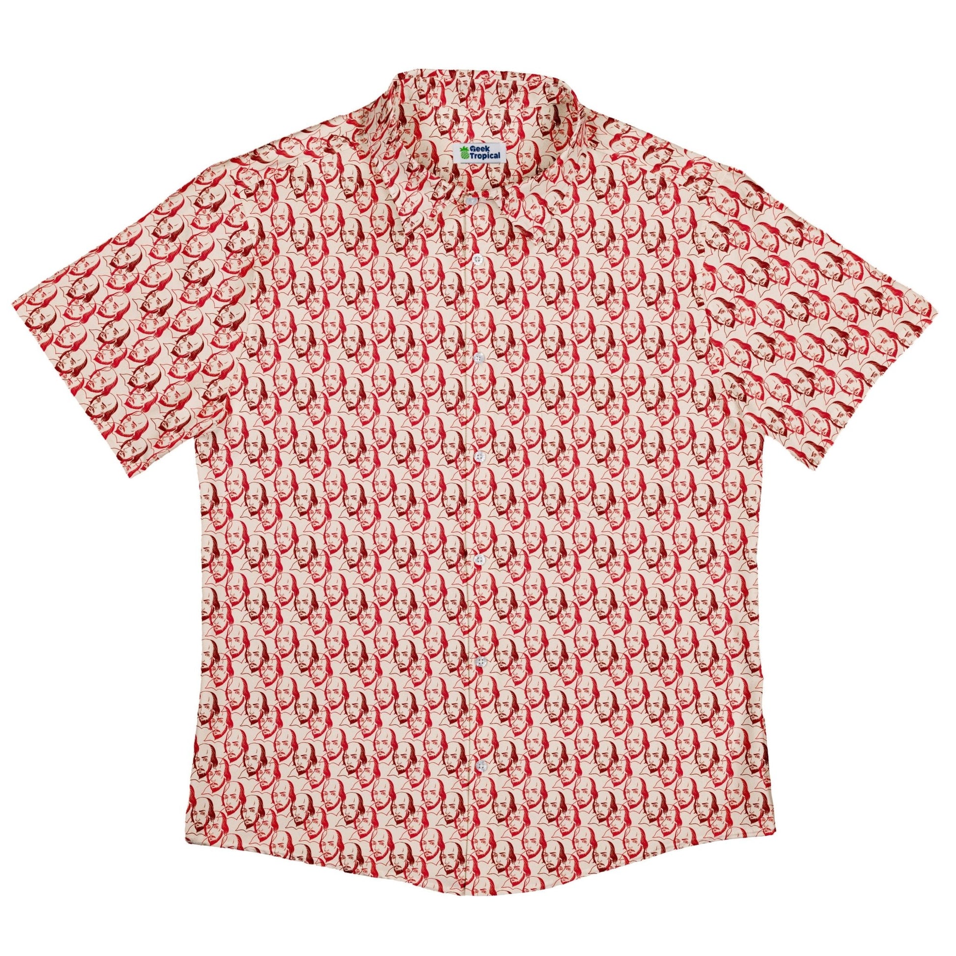 Shakespeare Red Macbeth Button Up Shirt - adult sizing - Book Prints - Simple Patterns