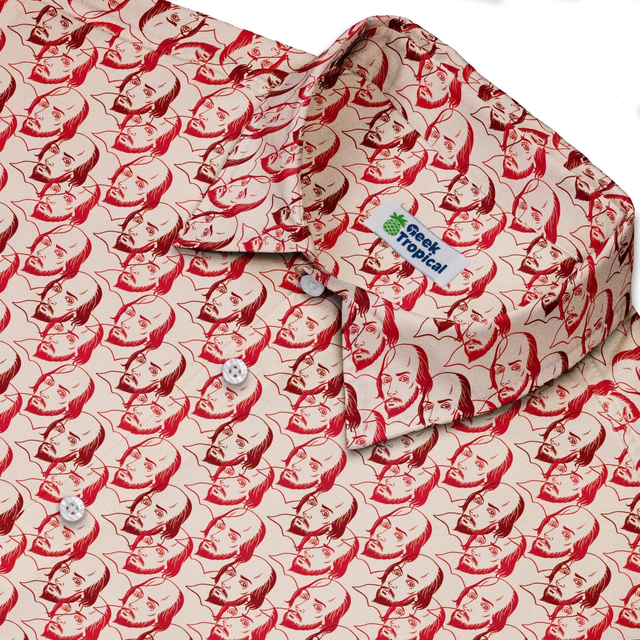 Shakespeare Red Macbeth Button Up Shirt - adult sizing - Book Prints - Simple Patterns