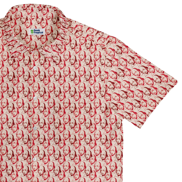 Shakespeare Red Macbeth Button Up Shirt - adult sizing - Book Prints - Simple Patterns