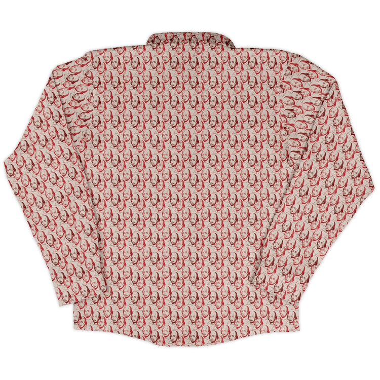 Shakespeare Red Macbeth Long Sleeve Button Up Shirt Geek Nerd adult sizing Book Prints FLOW DESC WRITING