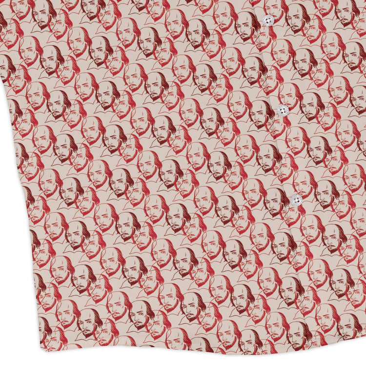 Shakespeare Red Macbeth Long Sleeve Button Up Shirt Geek Nerd adult sizing Book Prints FLOW DESC WRITING