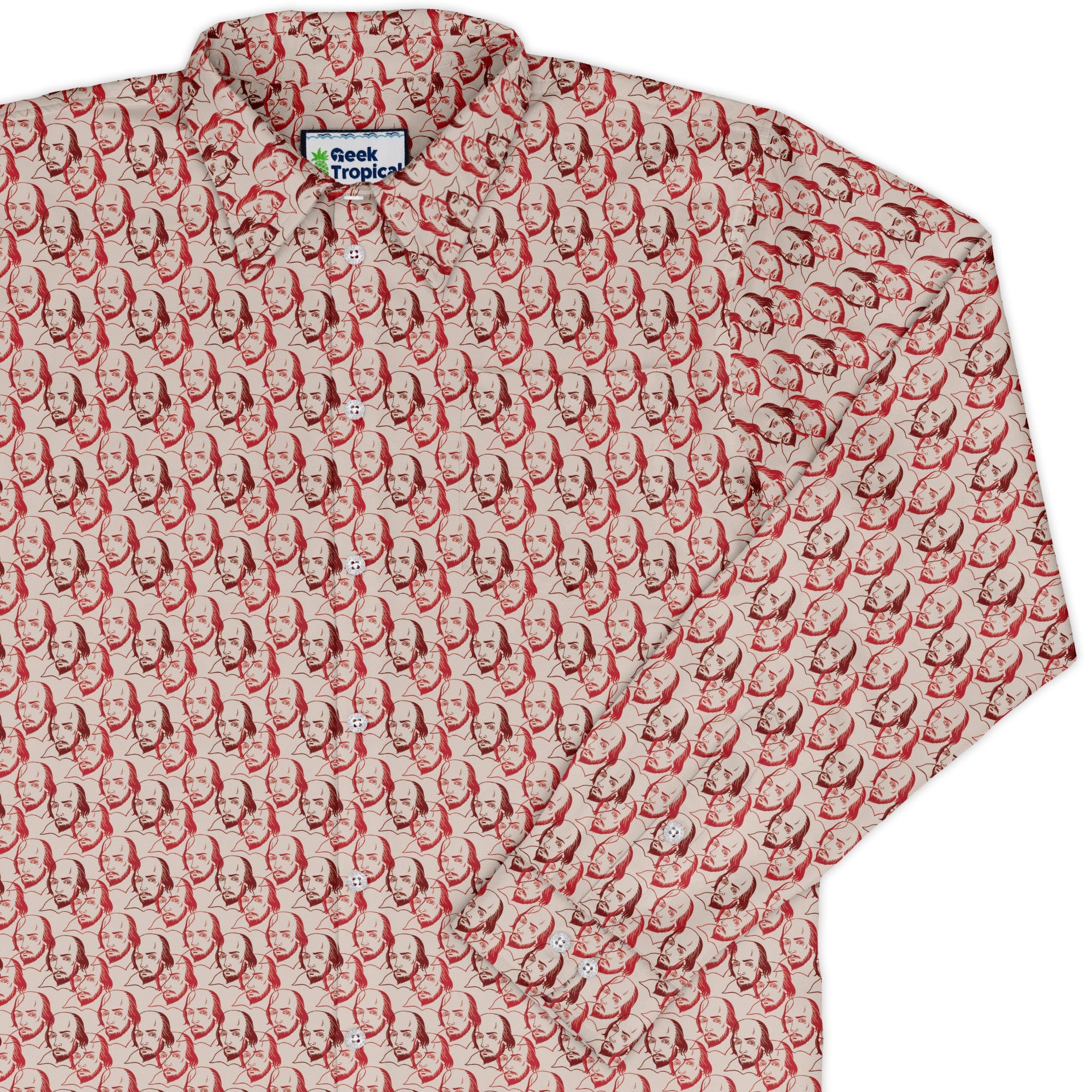 Shakespeare Red Macbeth Long Sleeve Button Up Shirt