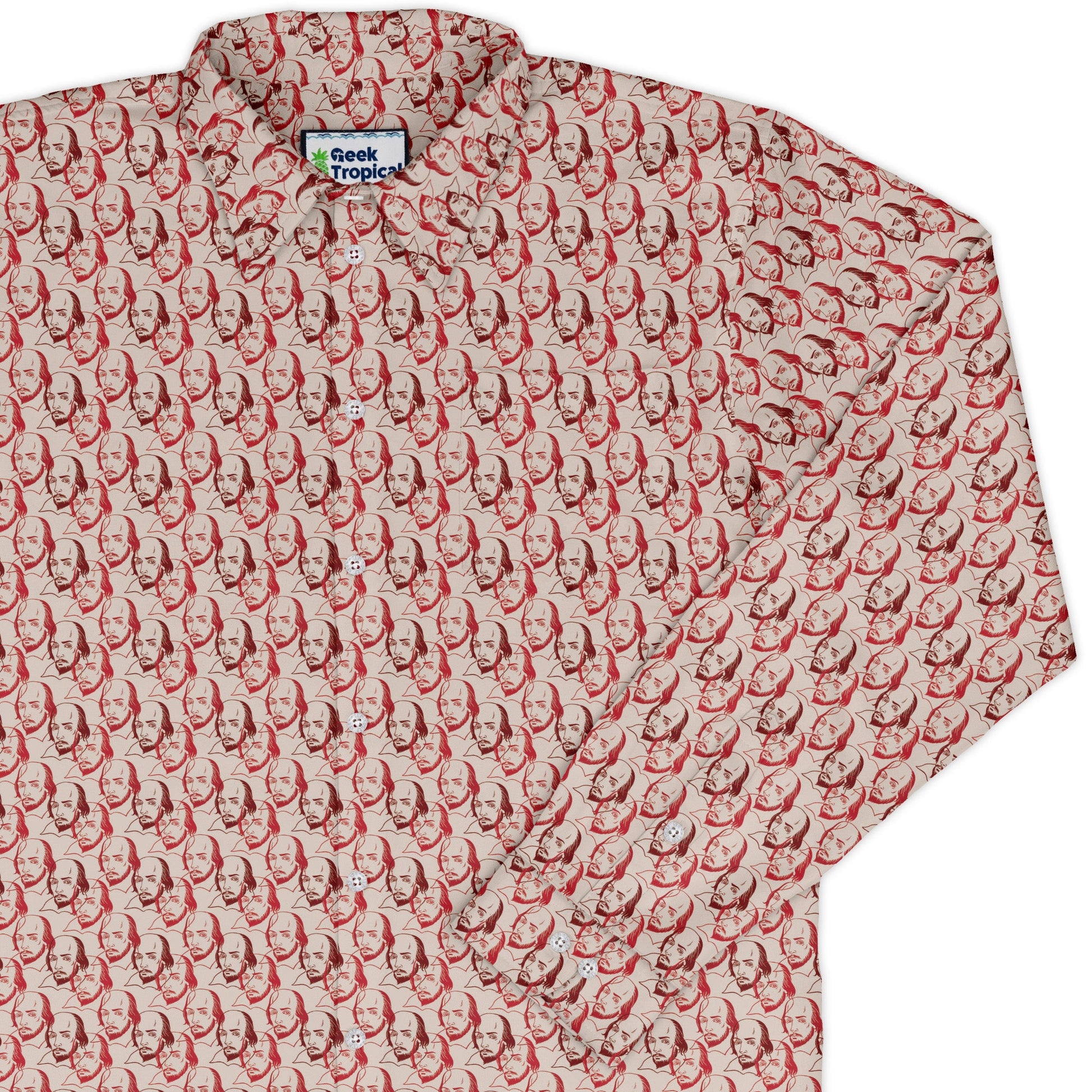 Shakespeare Red Macbeth Long Sleeve Button Up Shirt