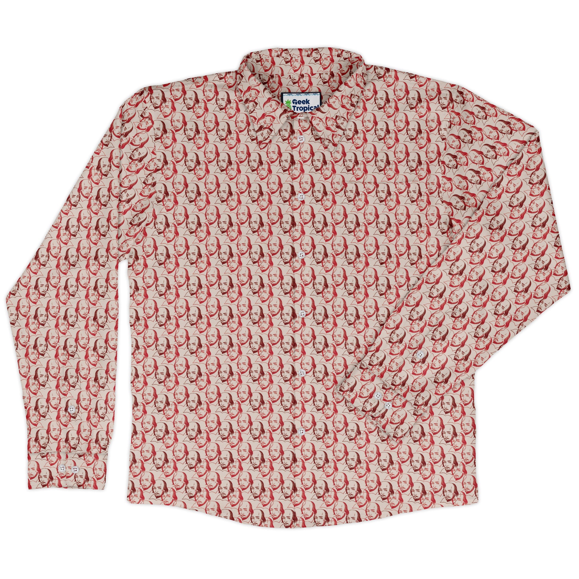 Shakespeare Red Macbeth Long Sleeve Button Up Shirt