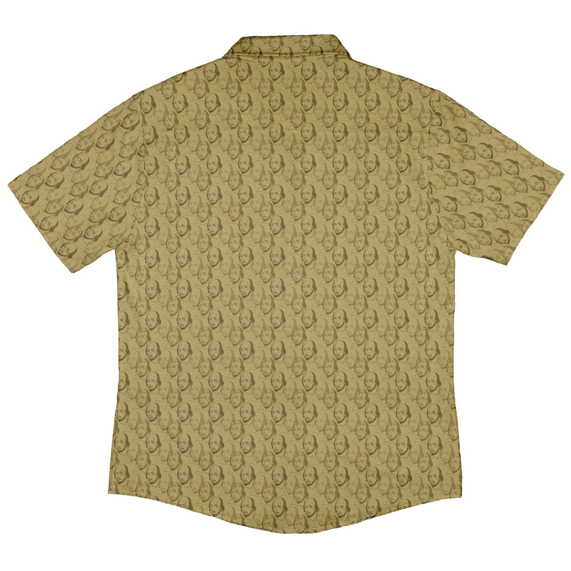 Shakespeare Tan Monochrome Button Up Shirt - adult sizing - Book Prints - Simple Patterns
