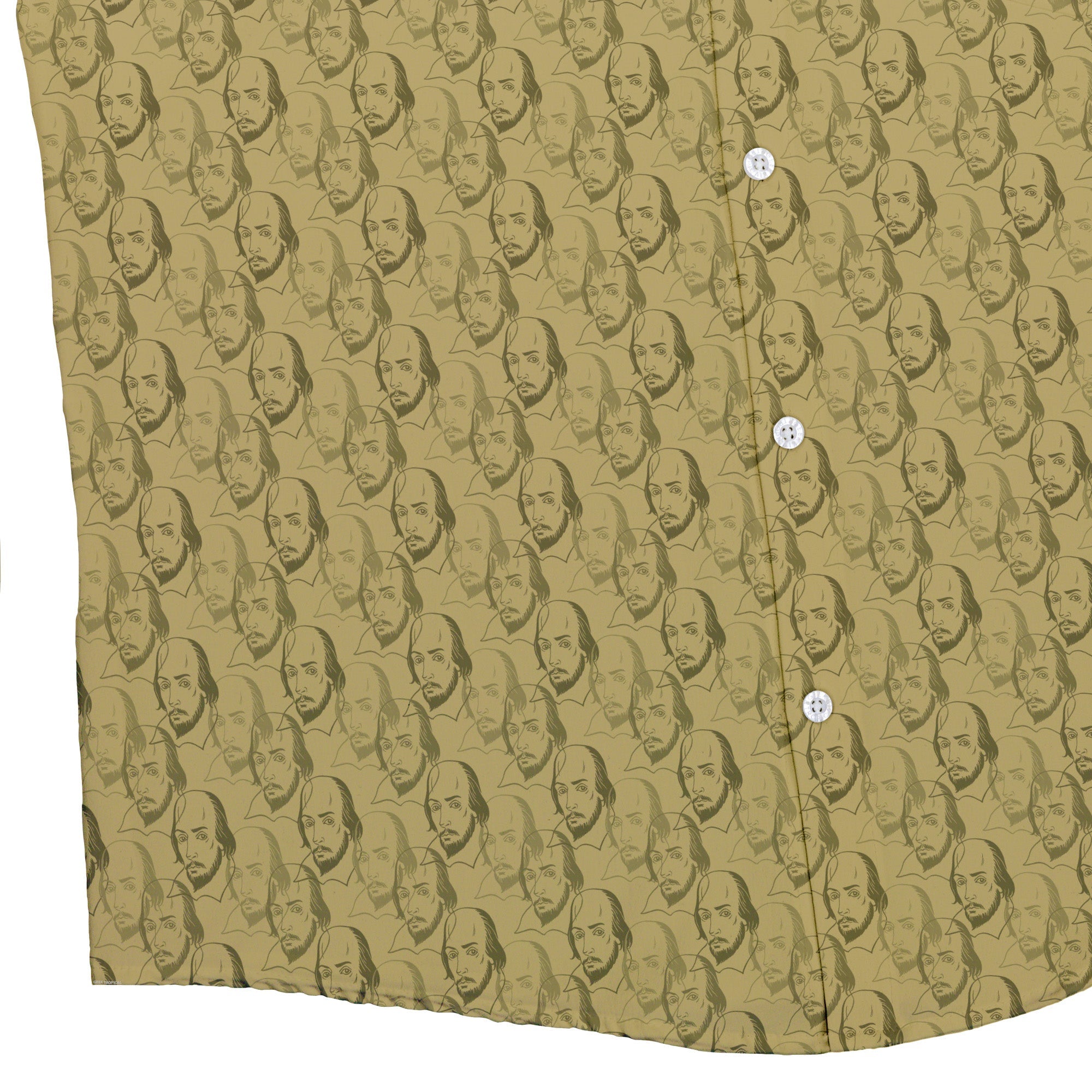 Shakespeare Tan Monochrome Button Up Shirt - adult sizing - Book Prints - Simple Patterns