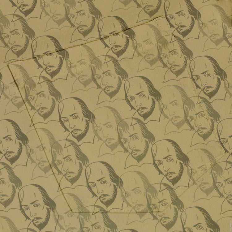 Shakespeare Tan Monochrome Button Up Shirt - adult sizing - Book Prints - Simple Patterns