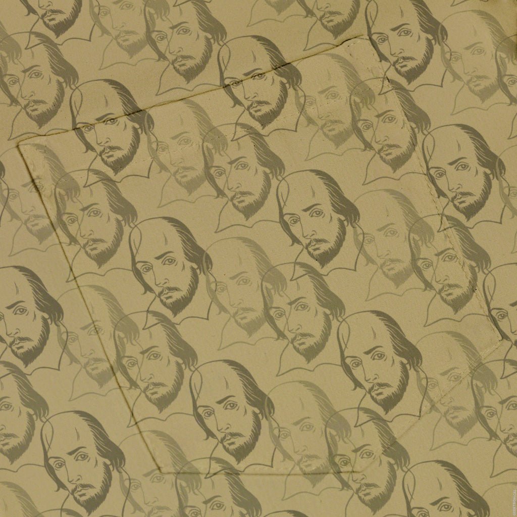 Shakespeare Tan Monochrome Button Up Shirt - adult sizing - Book Prints - Simple Patterns
