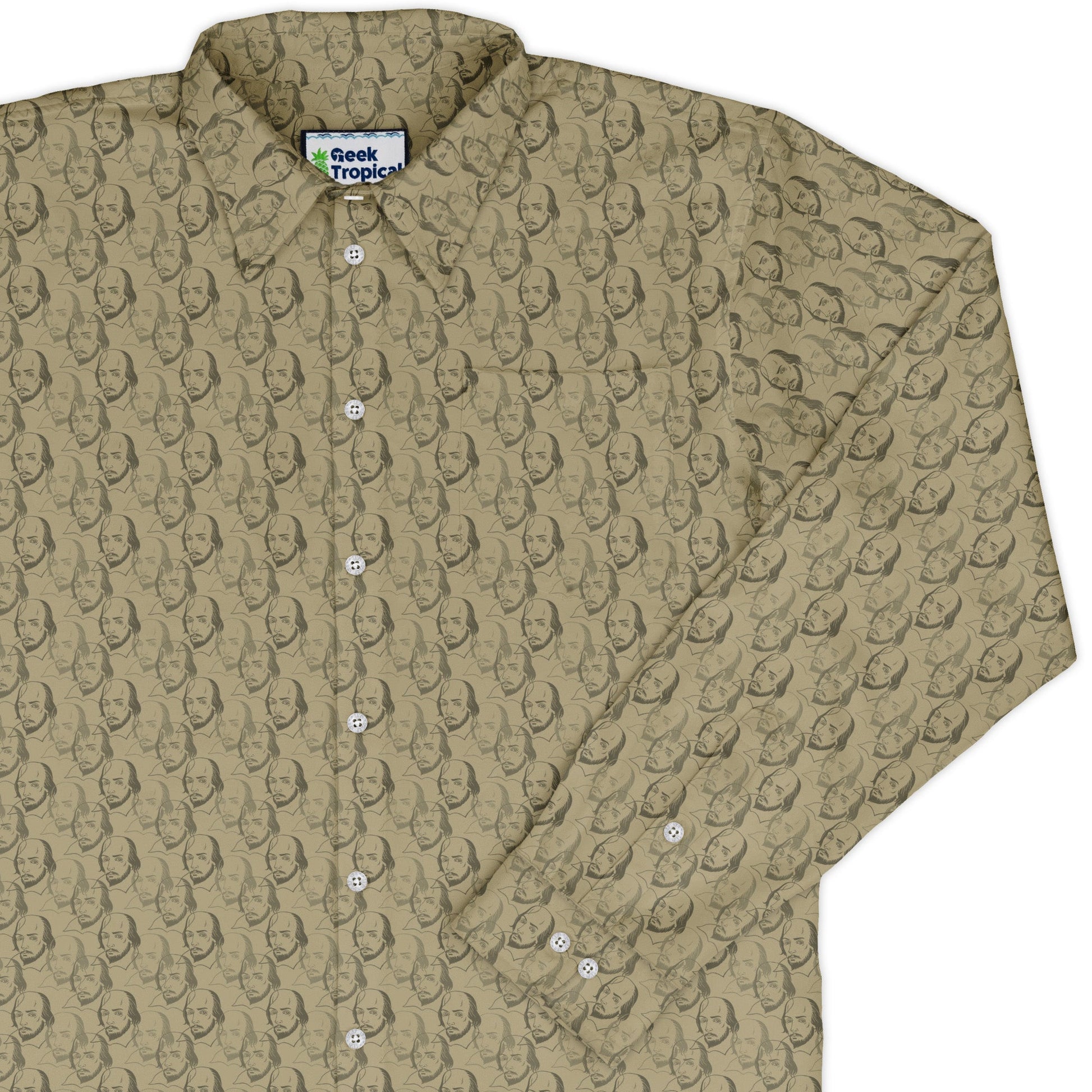 Shakespeare Tan Monochrome Long Sleeve Button Up Shirt