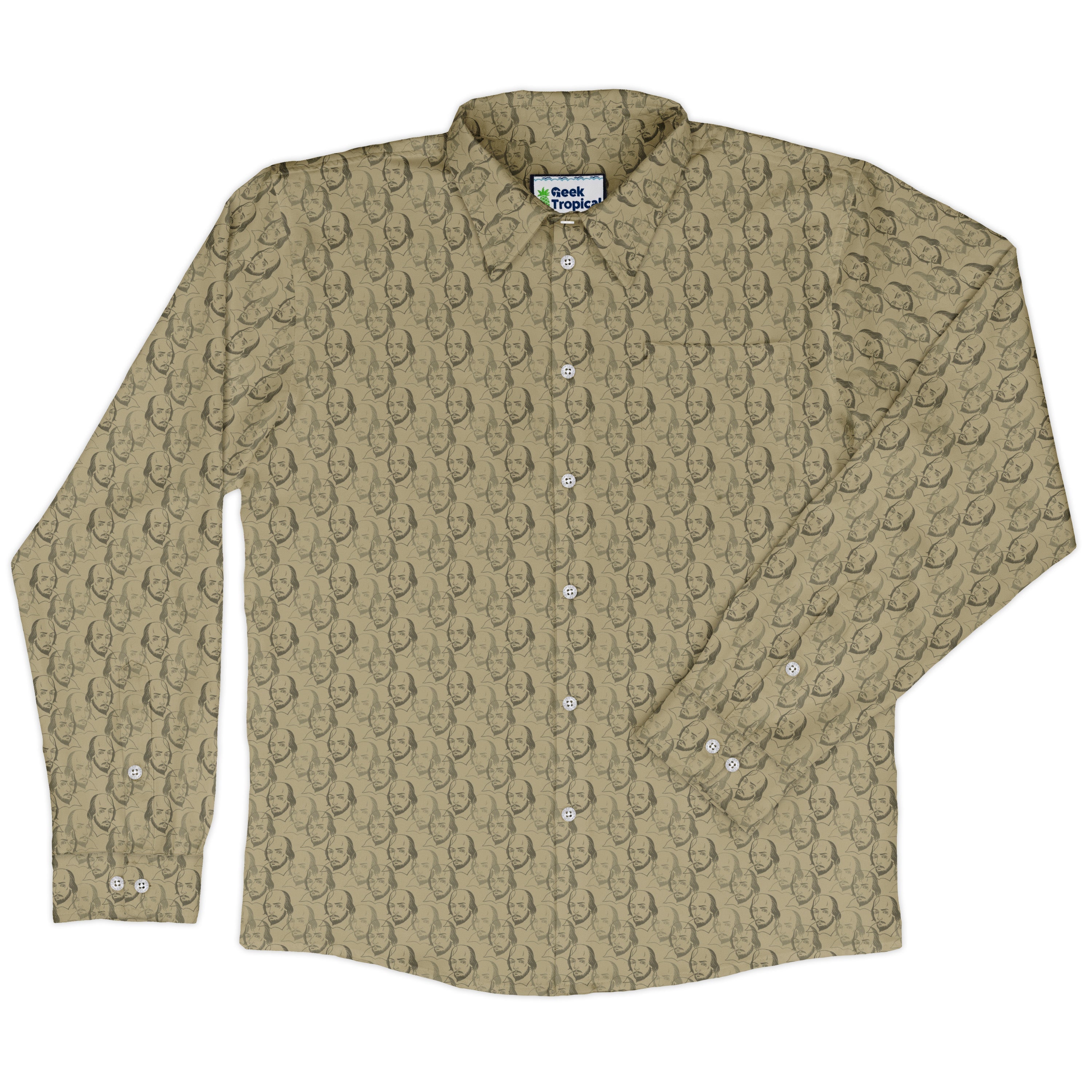 Shakespeare Tan Monochrome Long Sleeve Button Up Shirt