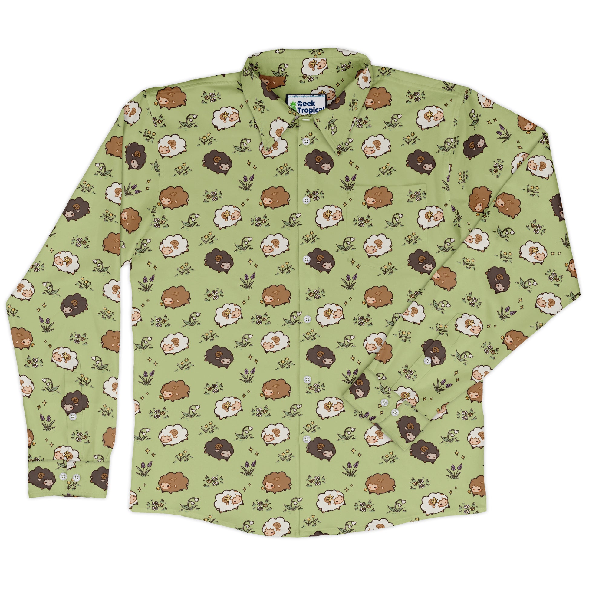 Sheep Meadows Long Sleeve Button Up Shirt front