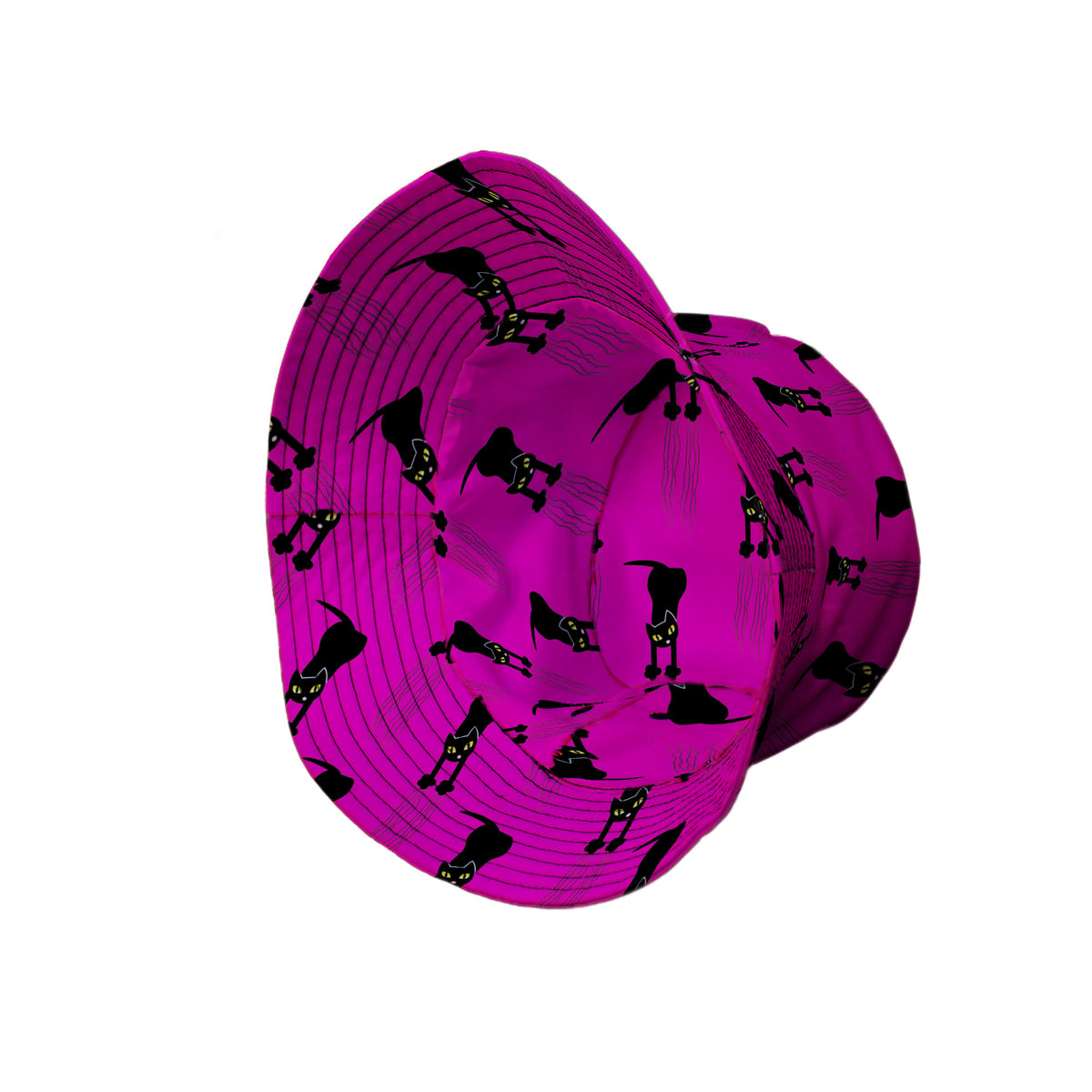Silly Cat astrophe Pink Bucket Hat Side View