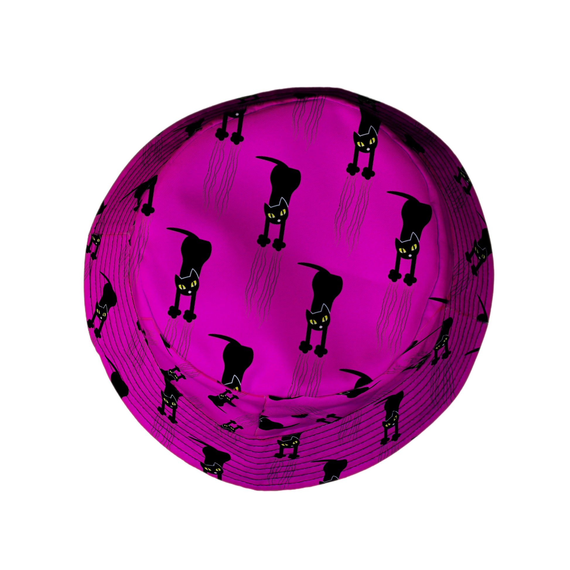 Silly Cat astrophe Pink Bucket Hat Top View