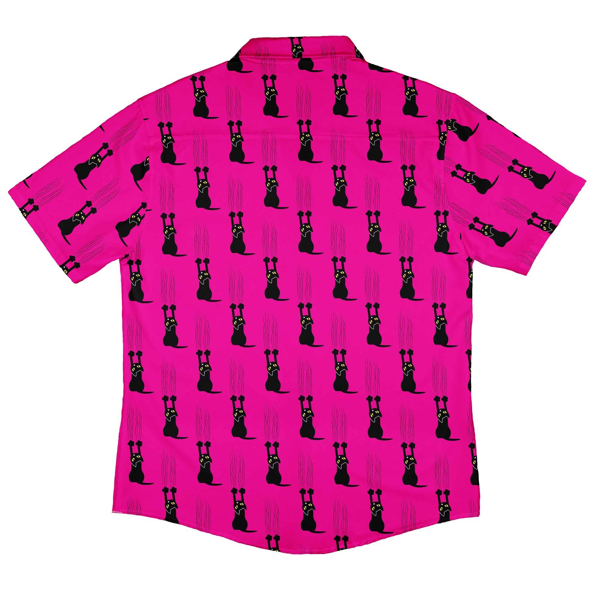 Silly Cat astrophe Pink Button Up Shirt Back