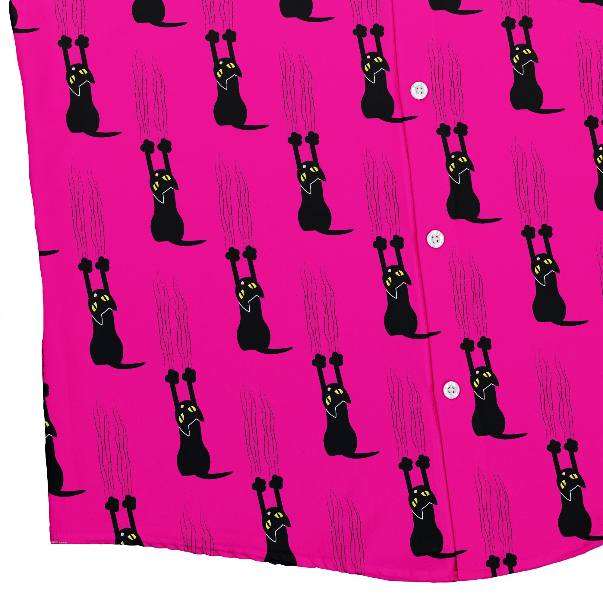 Silly Cat astrophe Pink Button Up Shirt 2