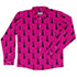 Silly Cat astrophe Pink Long Sleeve Button Up Shirt front