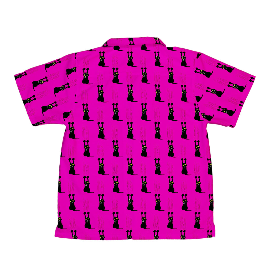Silly Cat astrophe Pink Youth Hawaiian Shirt Back