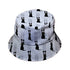 Silly Cat astrophe White Bucket Hat Black Stitching