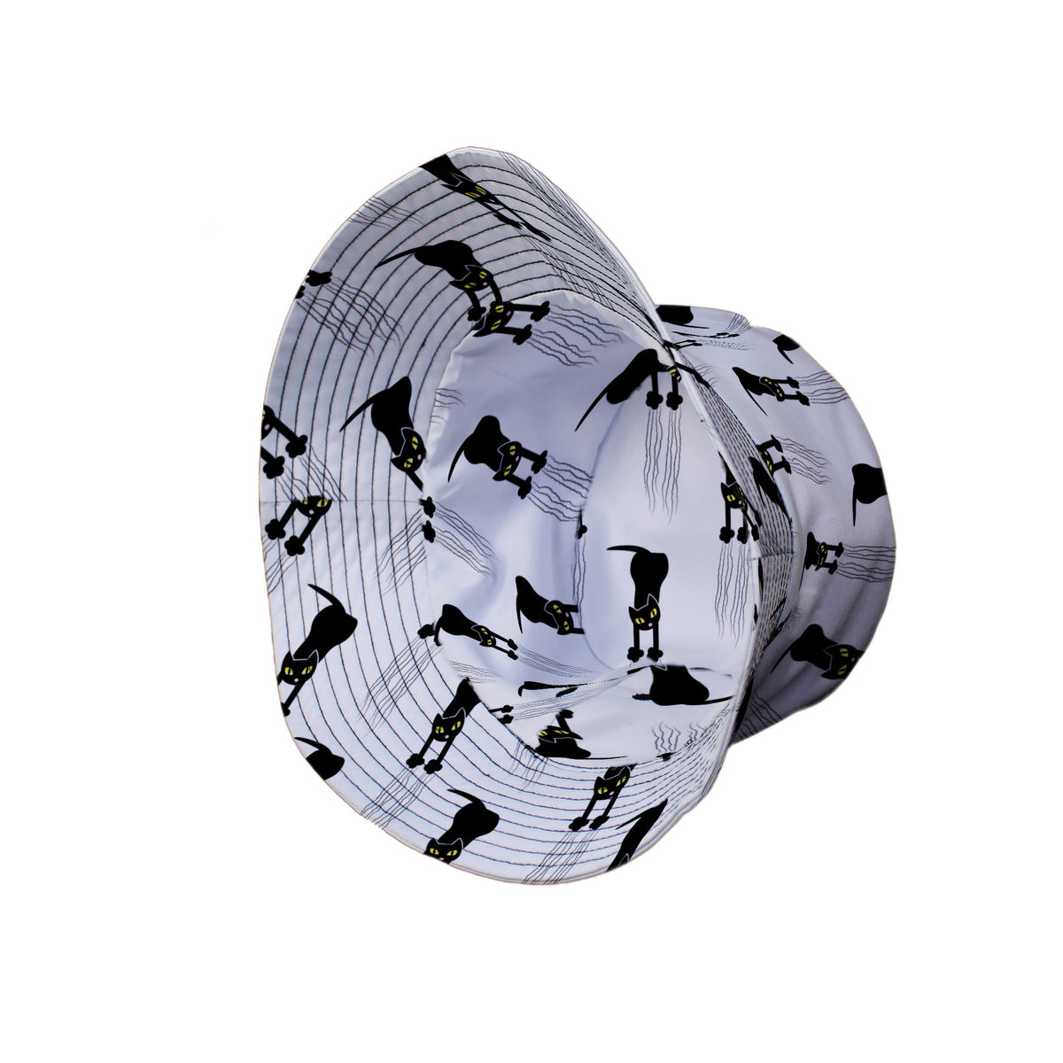 Silly Cat astrophe White Bucket Hat Side View