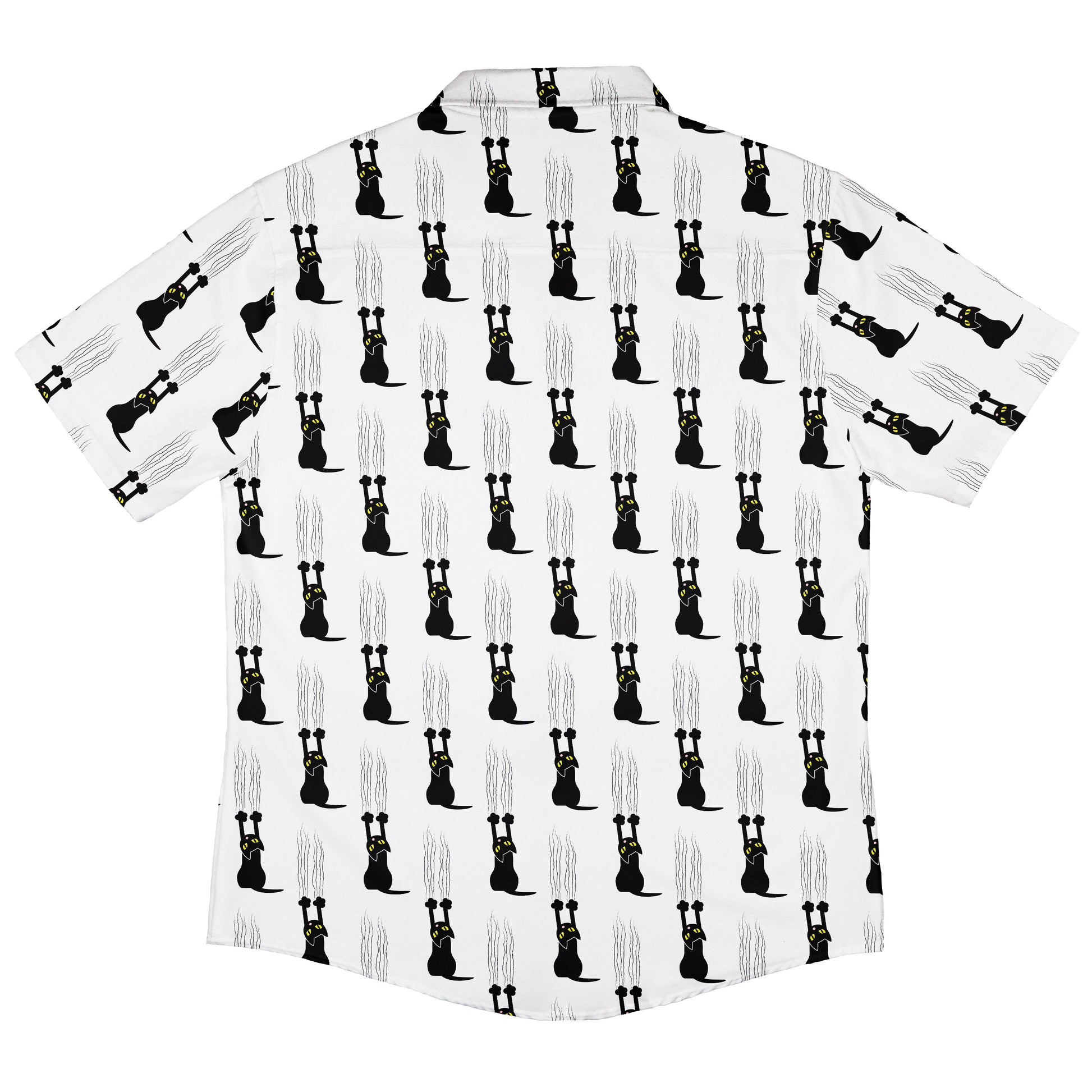 Silly Cat astrophe White Button Up Shirt Back