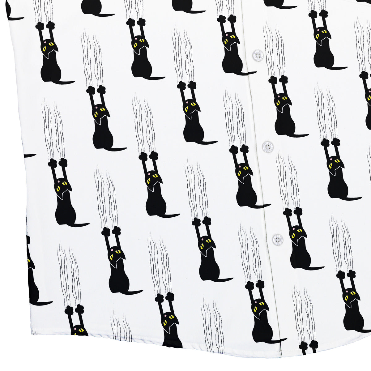 Silly Cat astrophe White Button Up Shirt Bottom Corner