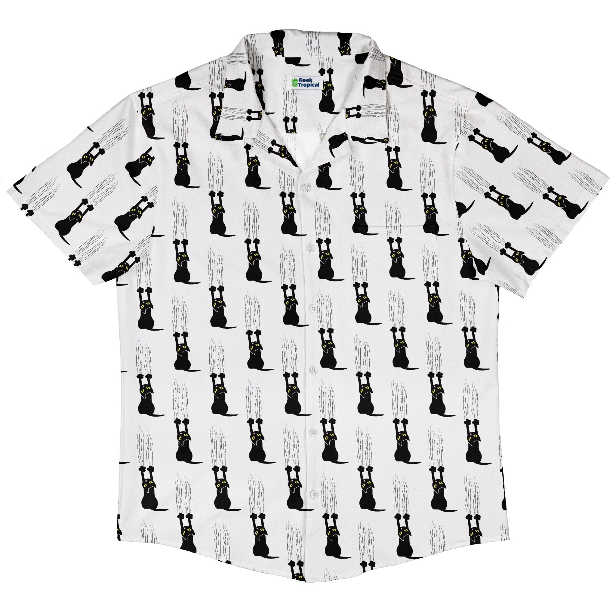 Silly Cat astrophe White Button Up Shirt 5
