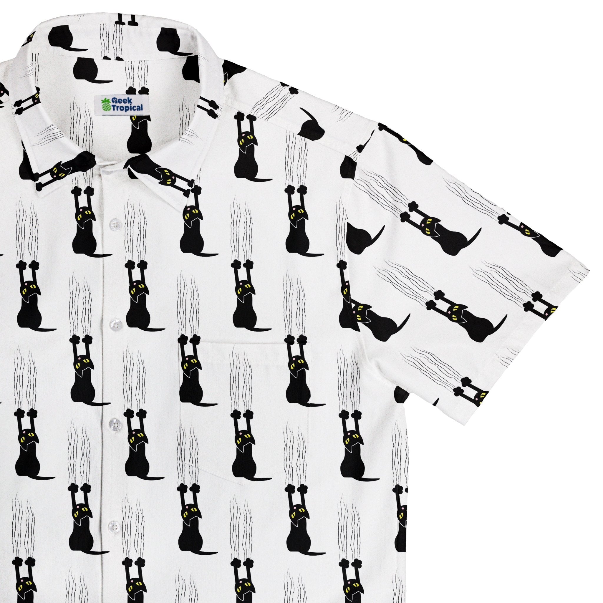 Silly Cat astrophe White Button Up Shirt 1