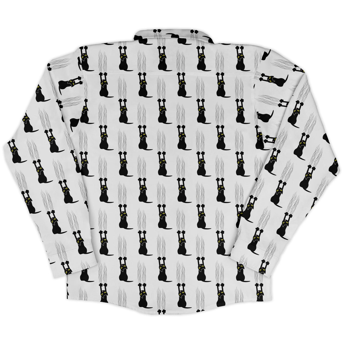 Silly Cat astrophe White Long Sleeve Button Up Shirt back