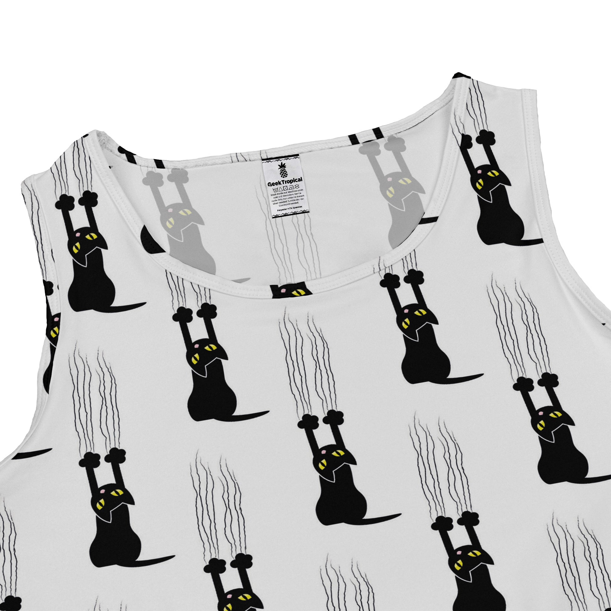 Silly Cat astrophe White Sleeveless Dress close front