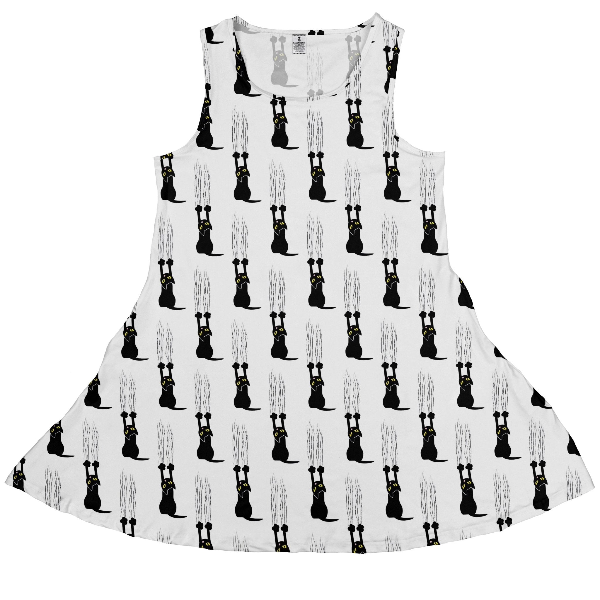 Silly Cat astrophe White Sleeveless Dress 1