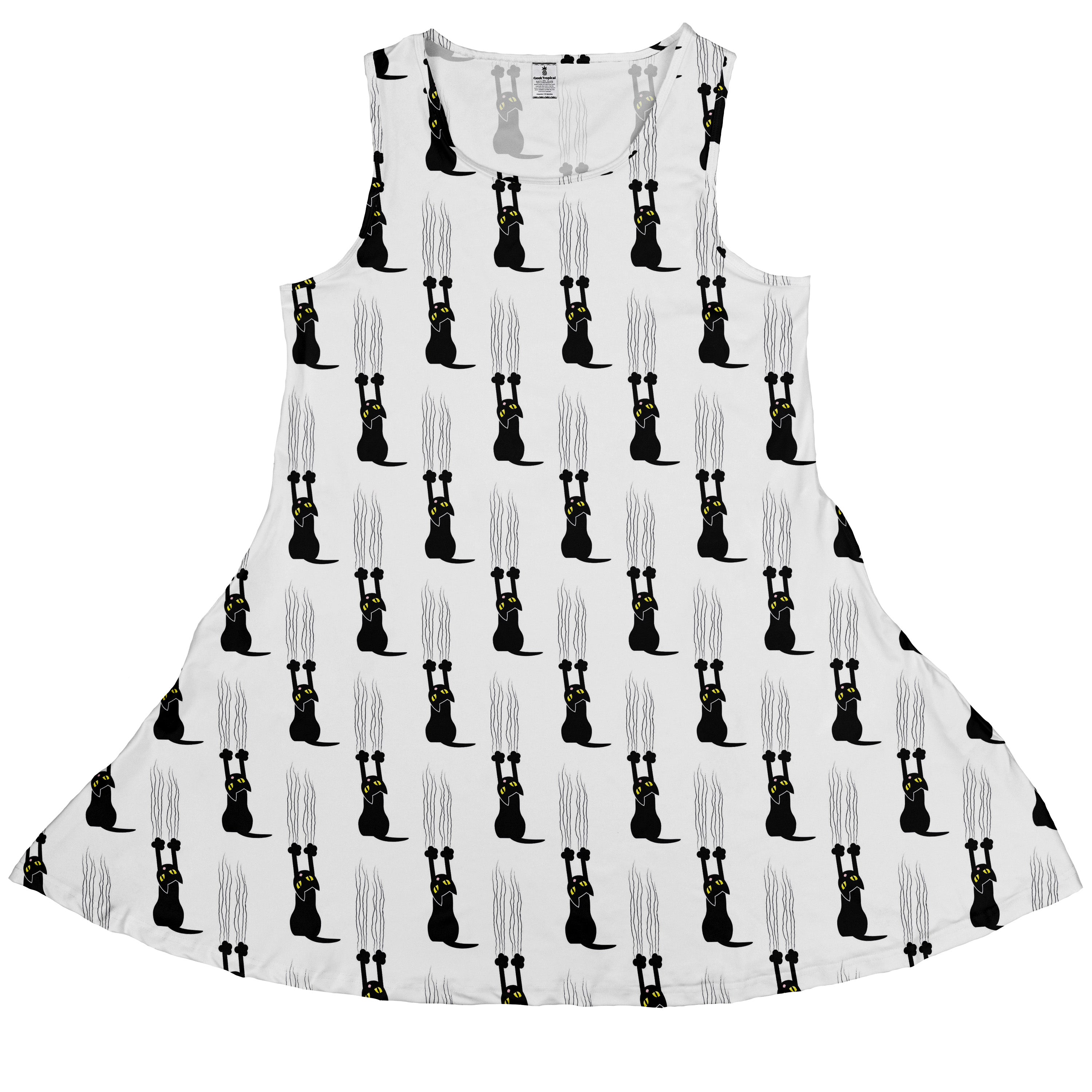 Silly Cat astrophe White Sleeveless Dress front