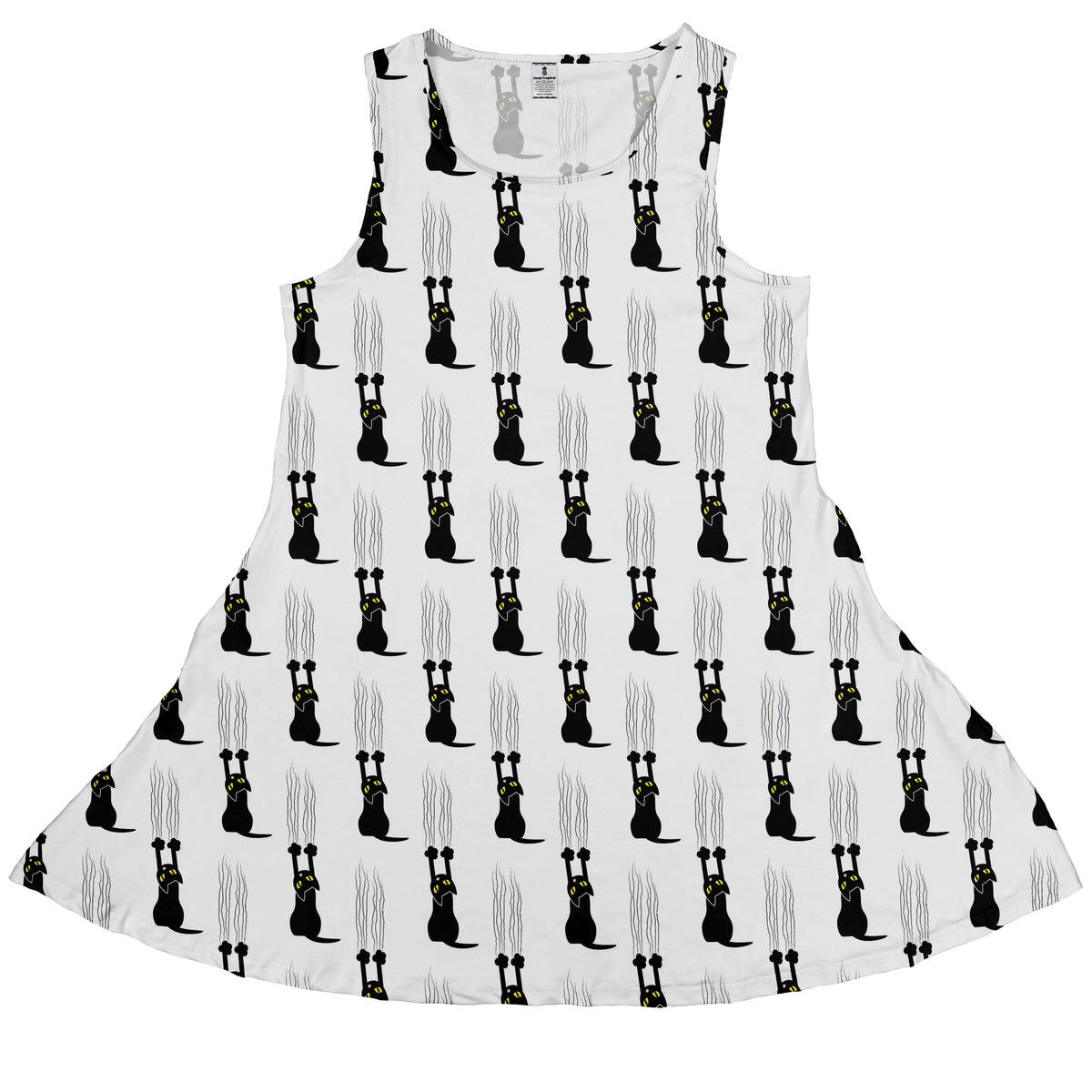 Silly Cat astrophe White Sleeveless Dress front