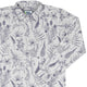 Simple Botany Flowers Herbs White Blue Long Sleeve Button Up Shirt Geek Nerd adult sizing Botany Print FLOW DESC WRITING