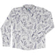 Simple Botany Flowers Herbs White Blue Long Sleeve Button Up Shirt Geek Nerd adult sizing Botany Print FLOW DESC WRITING