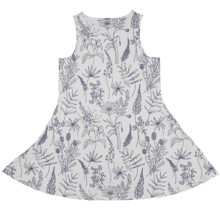Simple Botany Flowers Herbs White Blue Dress Geek Nerd Botany Print lx - C Simple Patterns