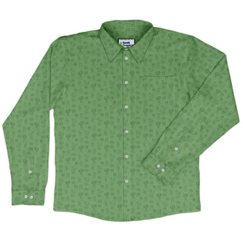 Simple Cactus Long Sleeve Button Up Shirt Geek Nerd adult sizing Botany Print FLOW DESC WRITING