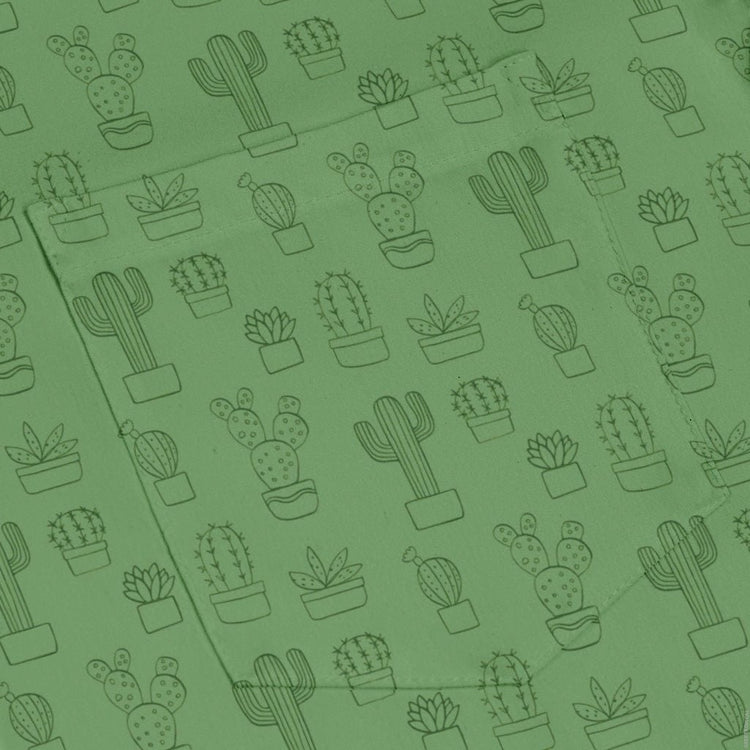 Simple Cactus Long Sleeve Button Up Shirt Geek Nerd adult sizing Botany Print FLOW DESC WRITING