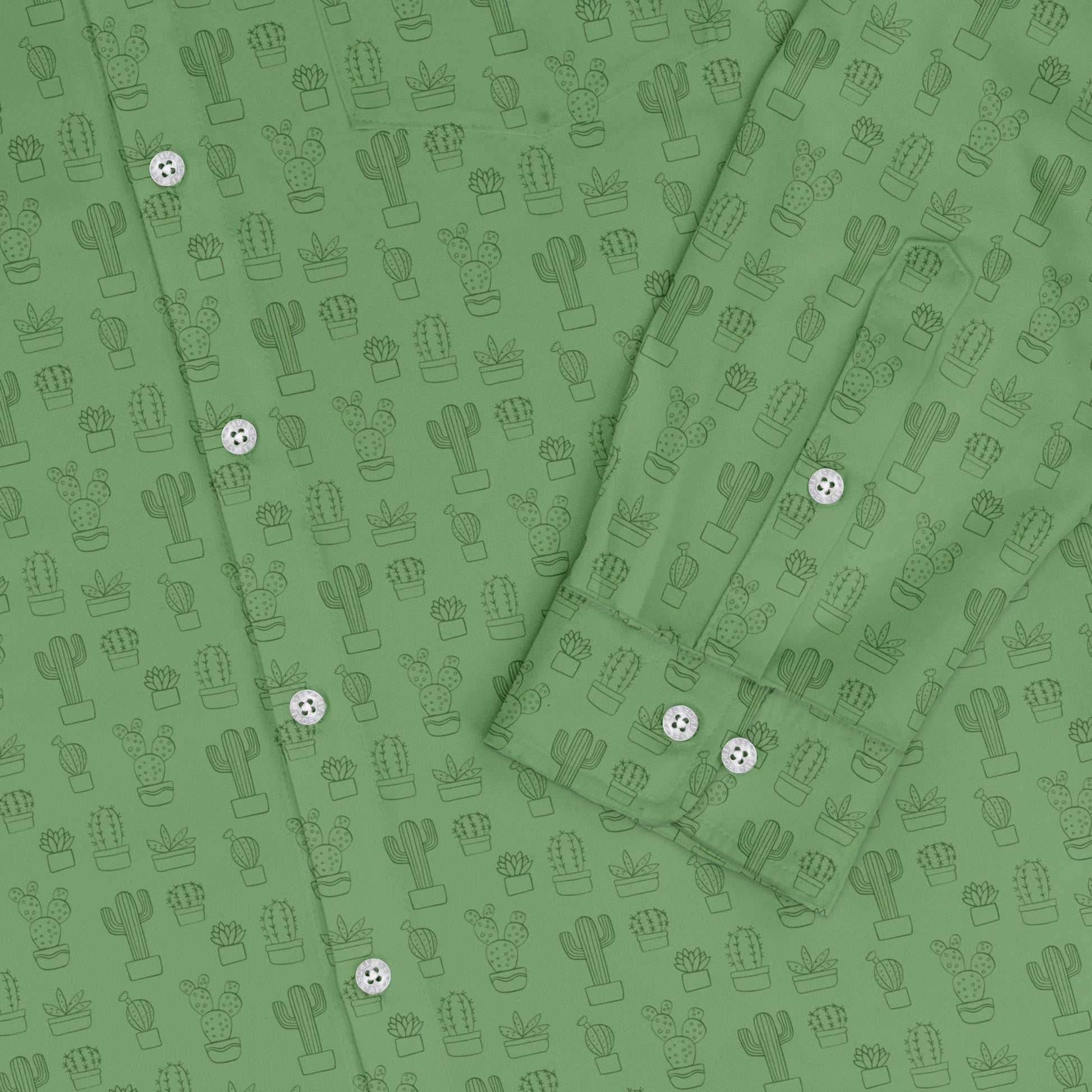 Simple Cactus Long Sleeve Button Up Shirt